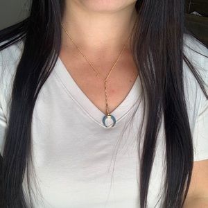 Drop Down Turquoise Crescent Necklace